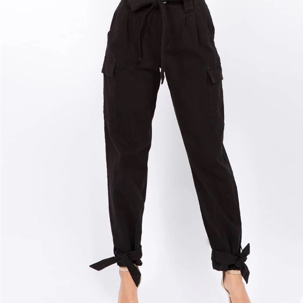 NWT almost famous large black, cargo joggers, tie, ankle, and waist detail
